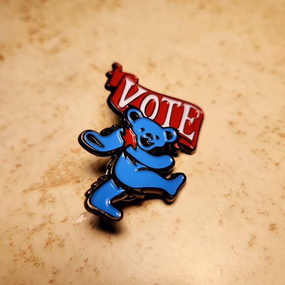 Rare Grateful Dead & Co Dancing Bear 'Vote' Pin Limited Production #6824/7000 - Picture 4 of 5